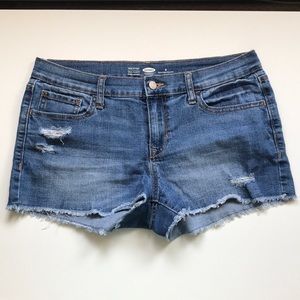 OLD NAVY - distressed jean shorts, size 8!
